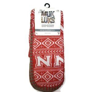 MUK LUKS Game Day Men's Slipper Socks L/XL (11-13) Nebraska Cornhuskers Warm